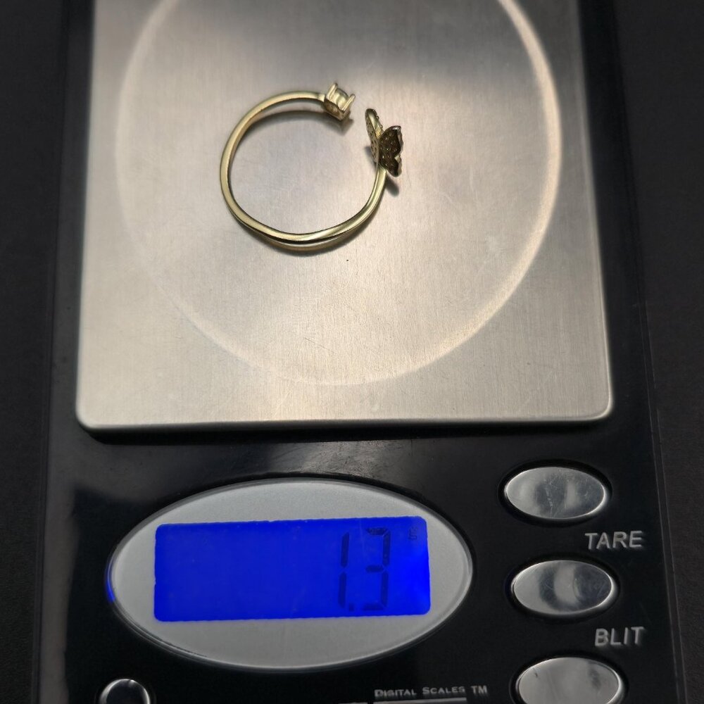 Size 8.25 Gold Over Sterling Silver Butterfly Cubic Zirconia Ring A7156 - Picture 9 of 9